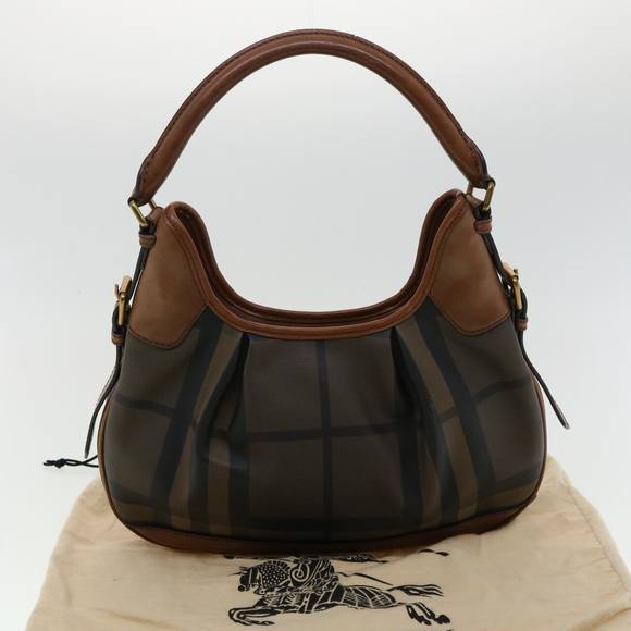 BURBERRY Nova Check Shoulder Bag Canvas Leather Brown Auth am3251 - Picture 12 of 16